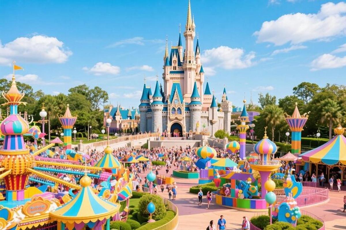 imej istana disney dengan orang di dalamnya