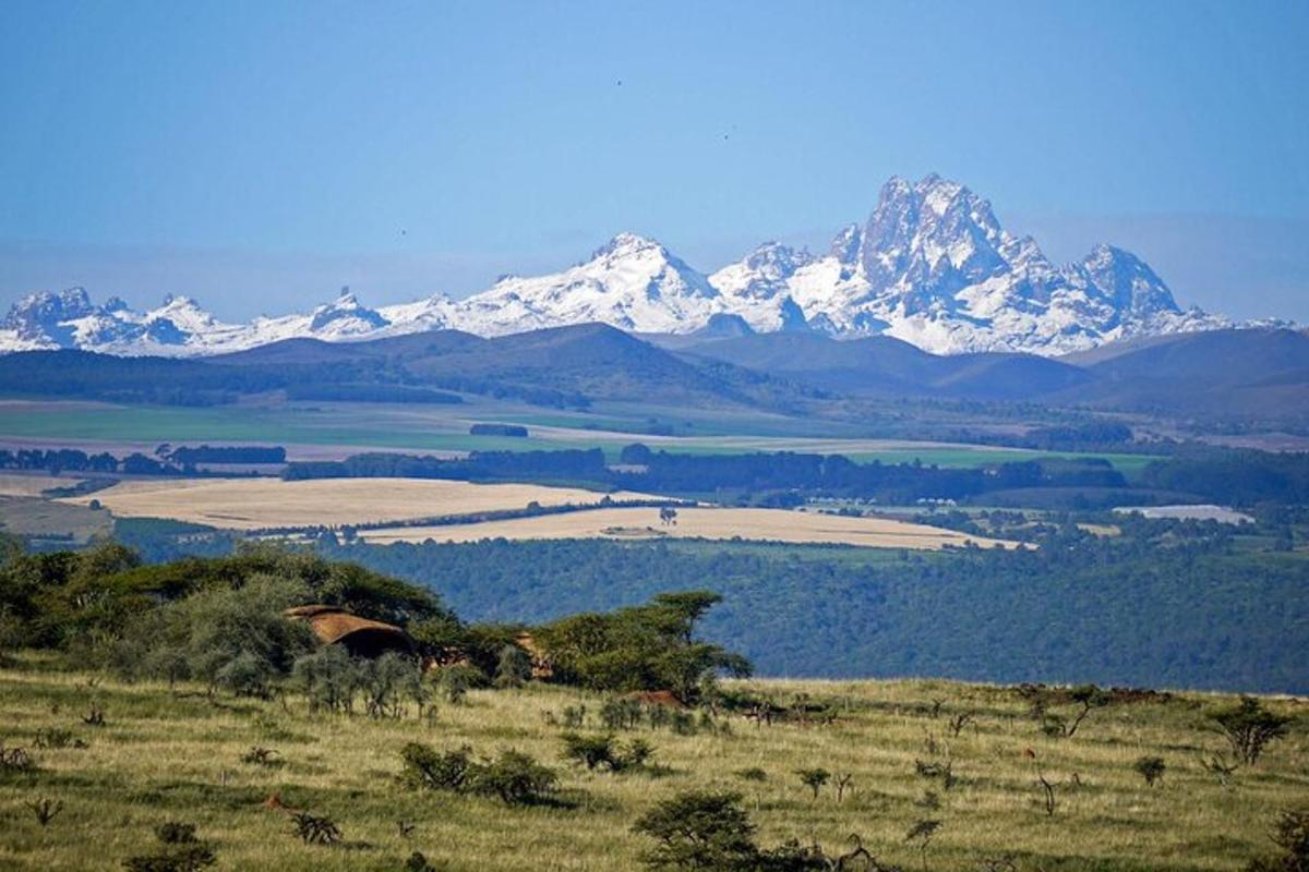 una serralada amb muntanyes cobertes de neu en un camp