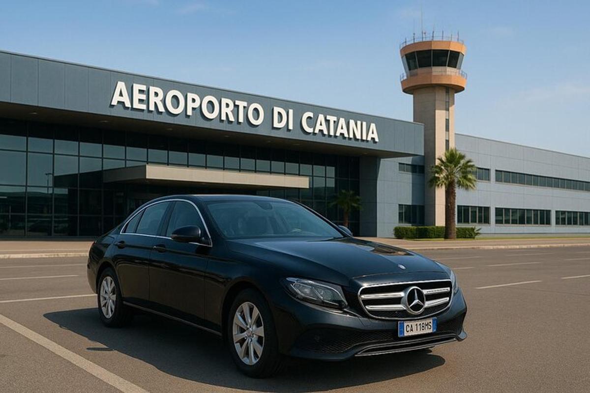 černé auto zaparkované před letištěm