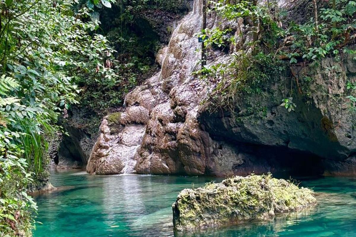 un bassal d'aigua en un riu amb roques