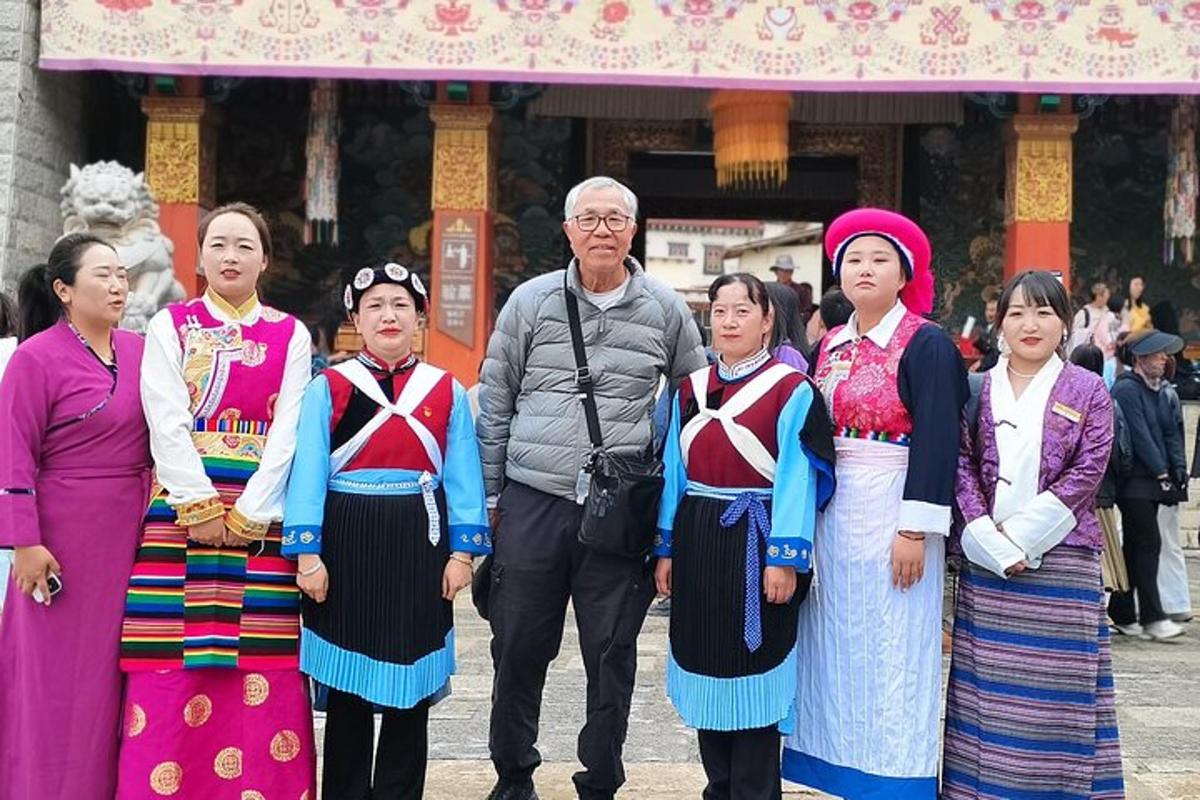 a group of people standing in front of a building