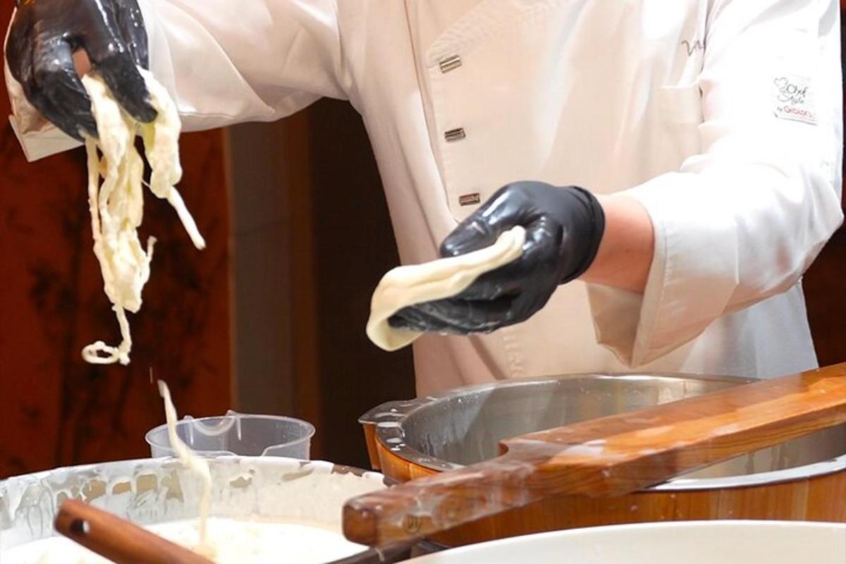 seorang tukang masak sedang menyediakan makanan di dapur