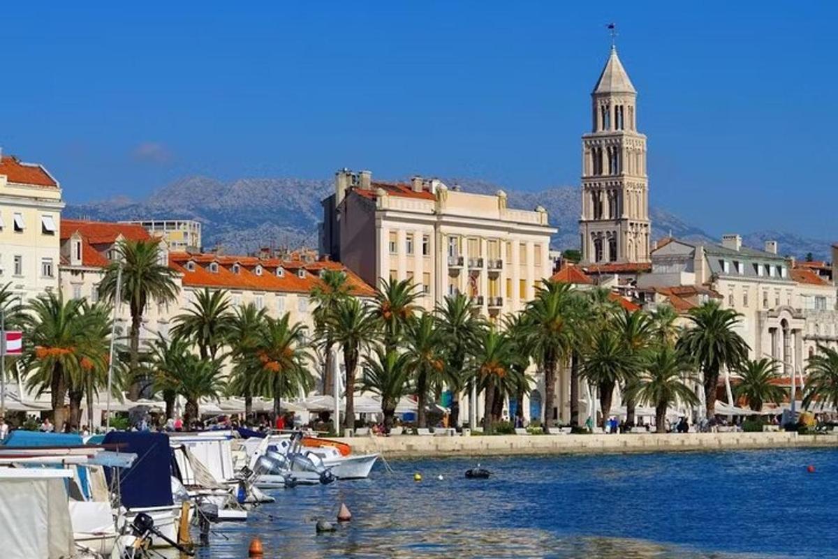 un grup de vaixells en una massa d'aigua amb edificis