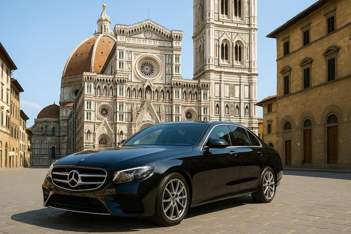 un'auto nera parcheggiata davanti a un edificio