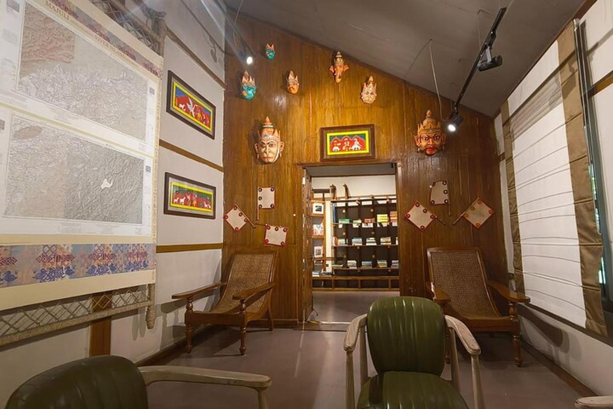 a waiting room with chairs and bottles of wine