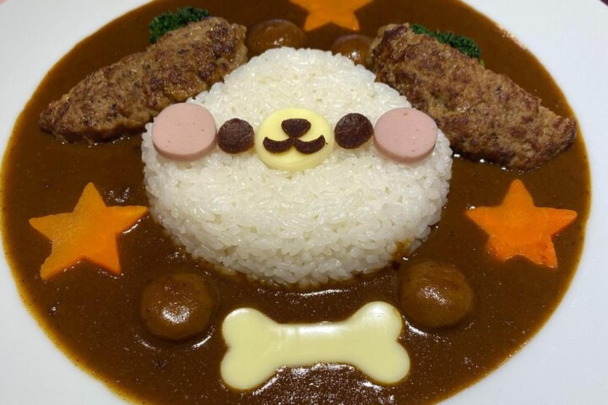 a plate of food with a rice and a sheep