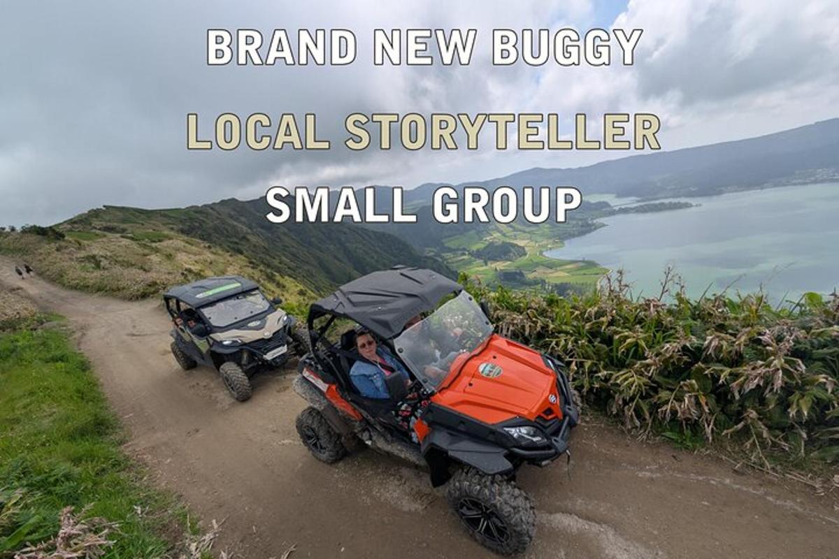 two people riding atvs on a dirt trail