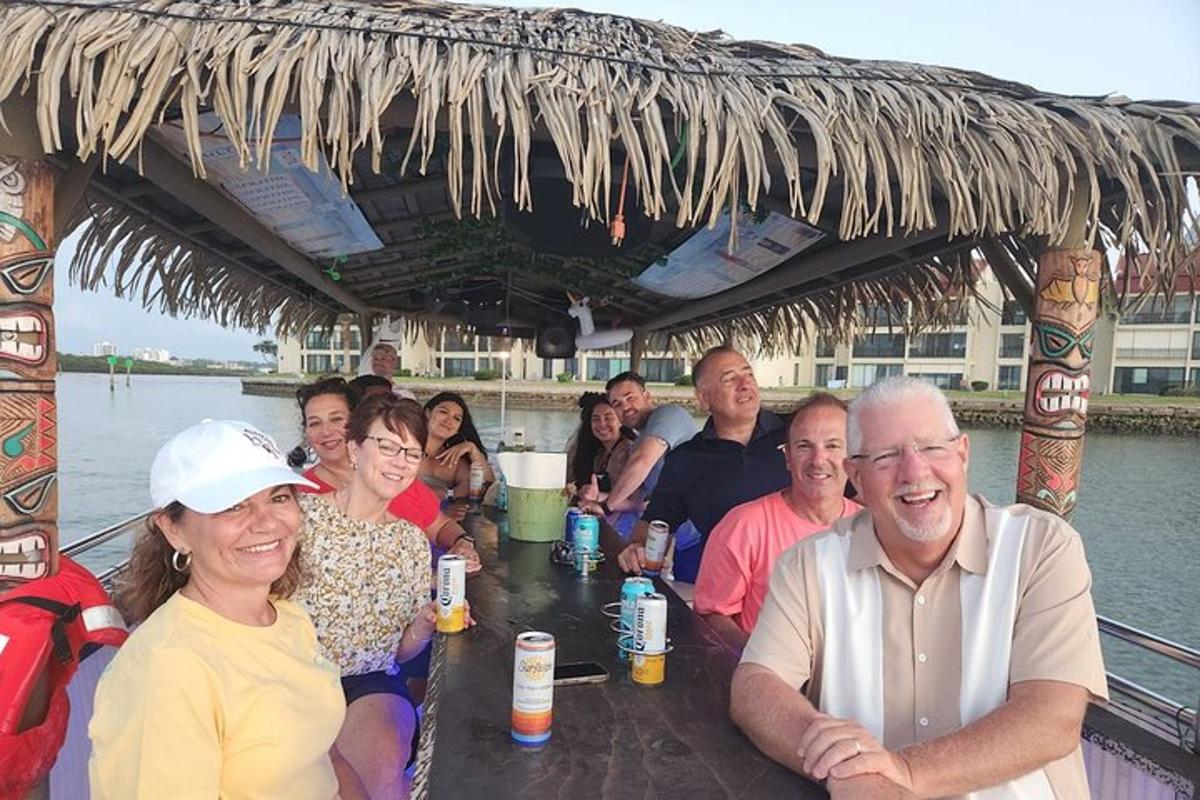 a group of people sitting at a table in a bar