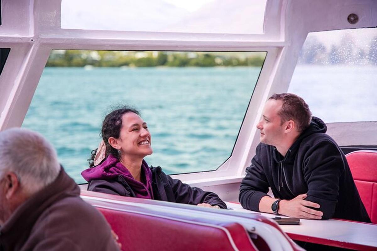 a group of people riding on a boat on the water