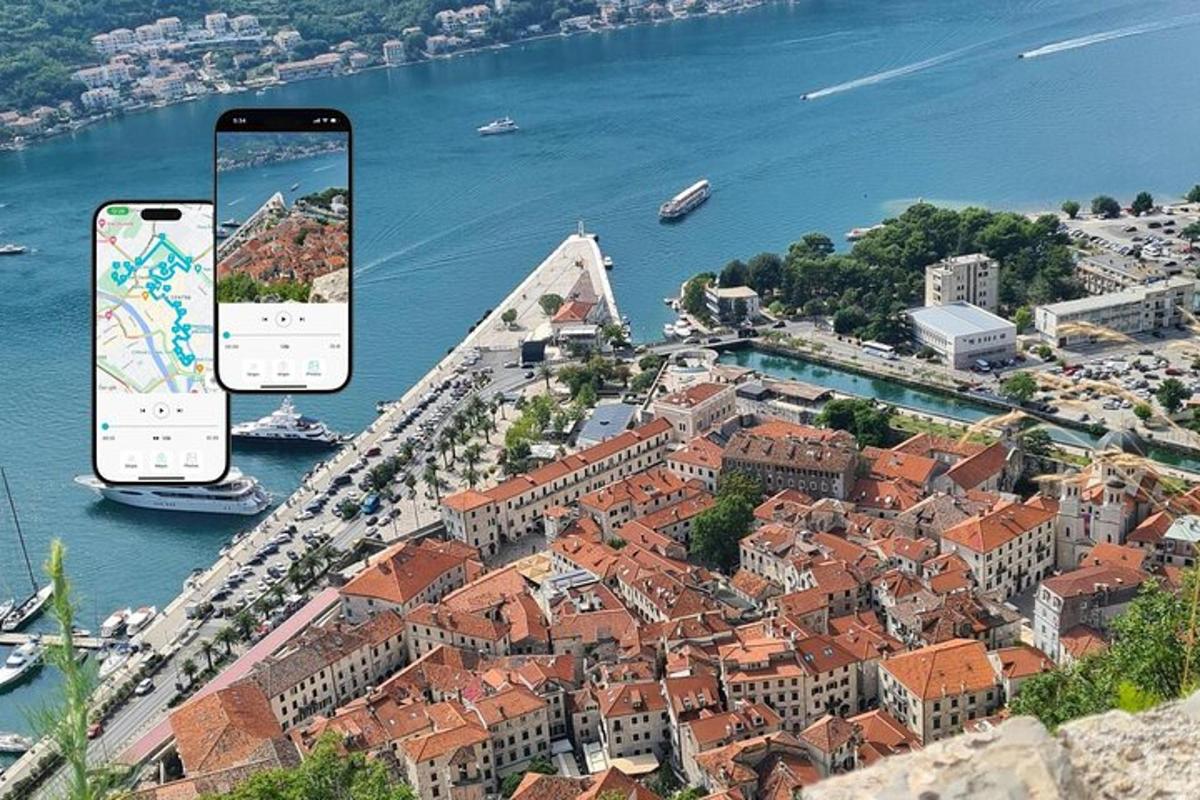 slika mesta s telefonom, ki fotografira
