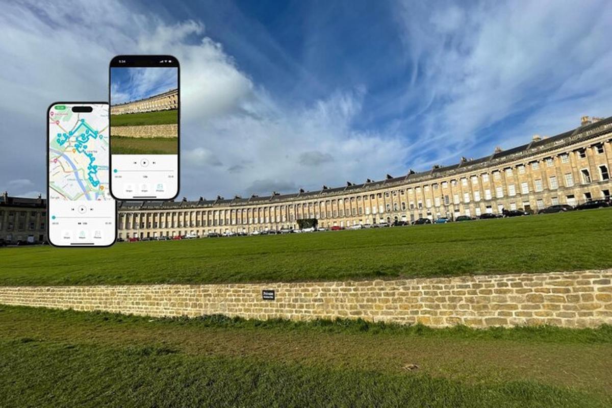 mobilni telefon pred veliko stavbo