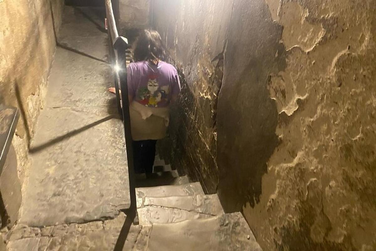 una dona baixa unes escales amb un monopatí