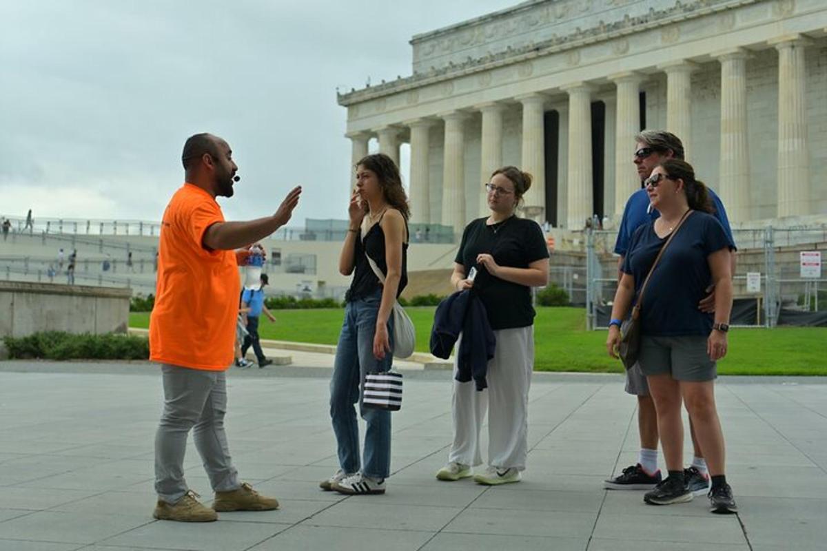 a group of people standing in front of a building