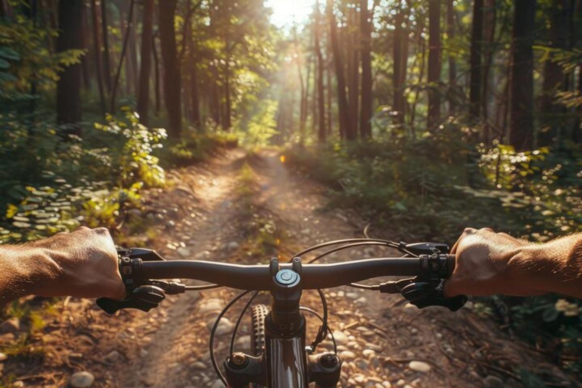 a person riding a bike on a dirt road