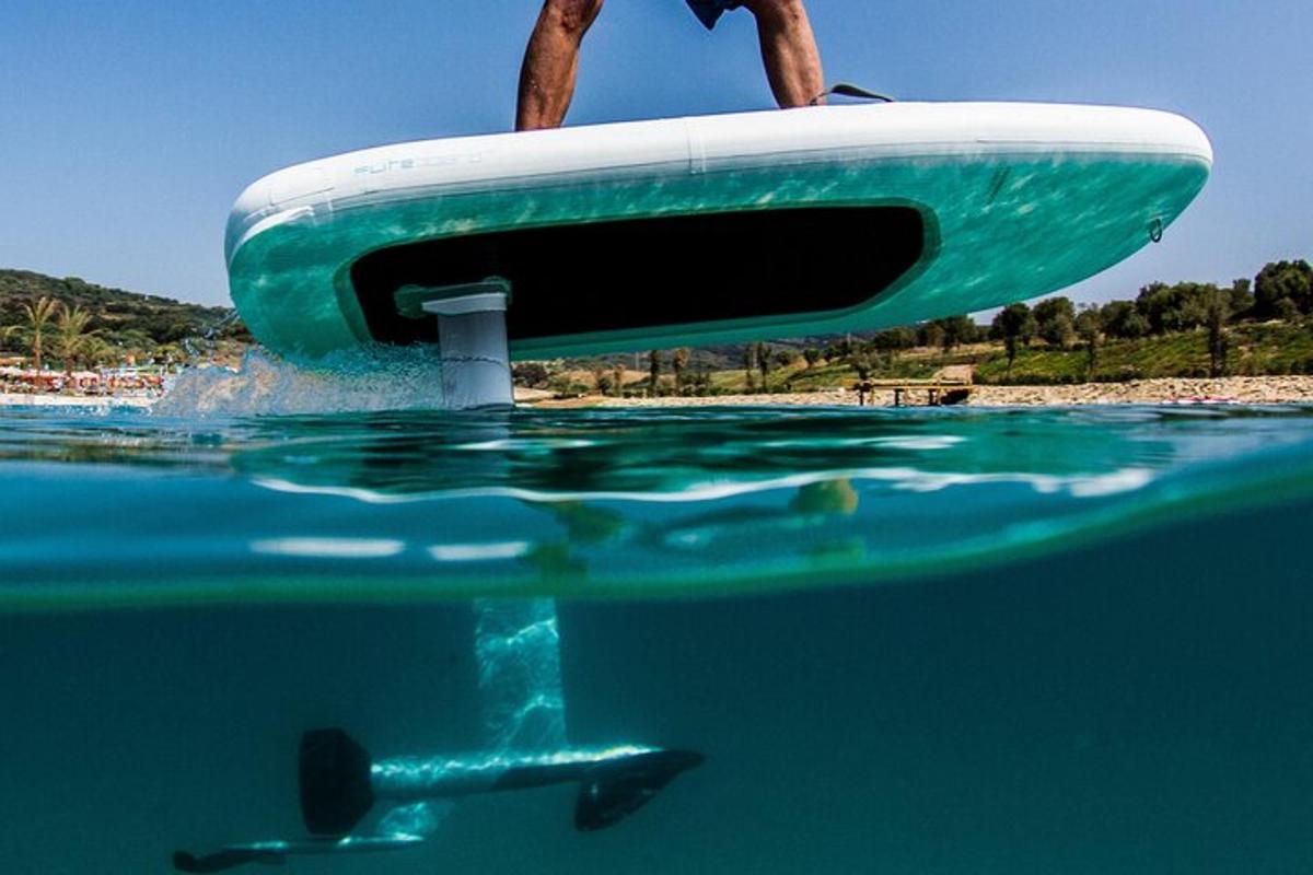 en mann på et surfebrett i vannet
