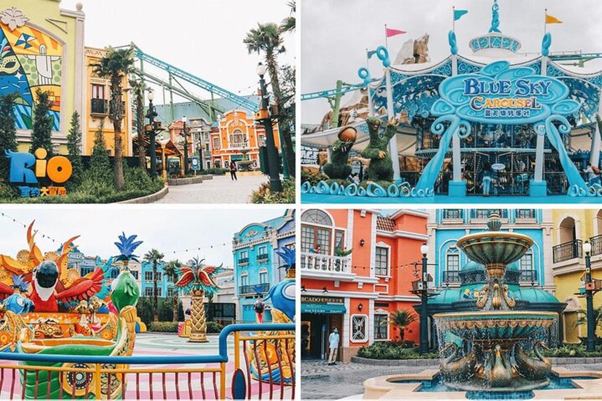 a collage of photos of the disneyland resort