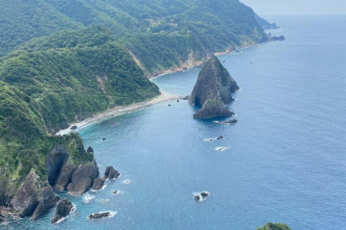 an aerial view of an island in the ocean