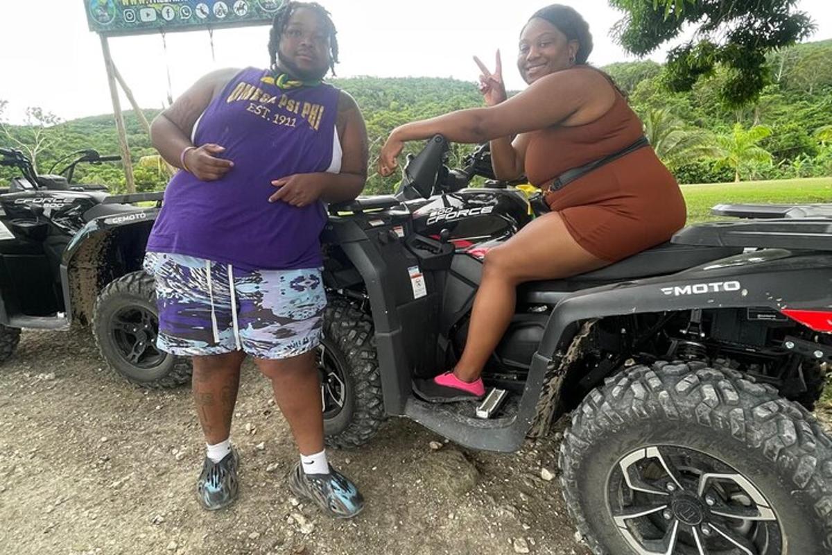 a man and a woman sitting on a wheeler