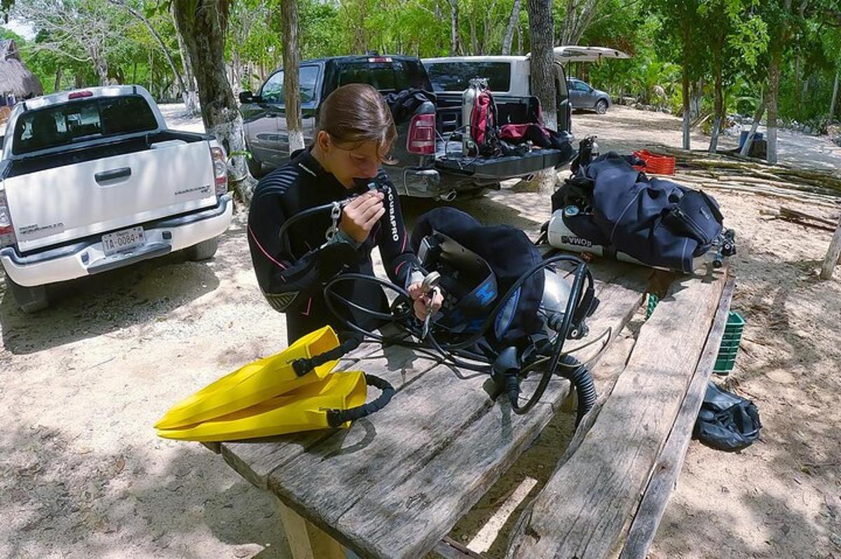 a woman standing on a wooden picnic table