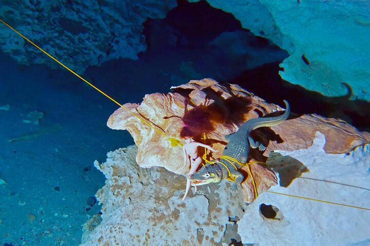 una vista subacquea di una pastinaca nell'acqua