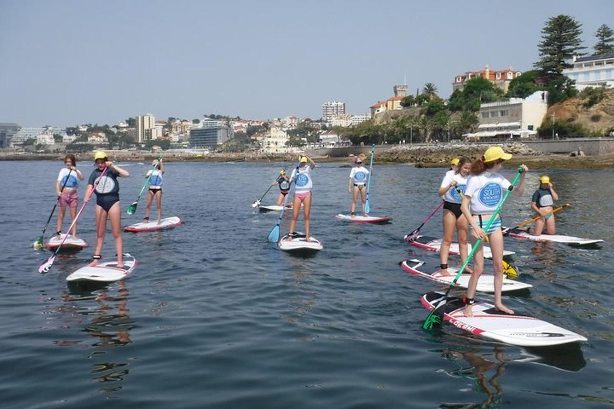 skupina lidí na paddleboardech ve vodě