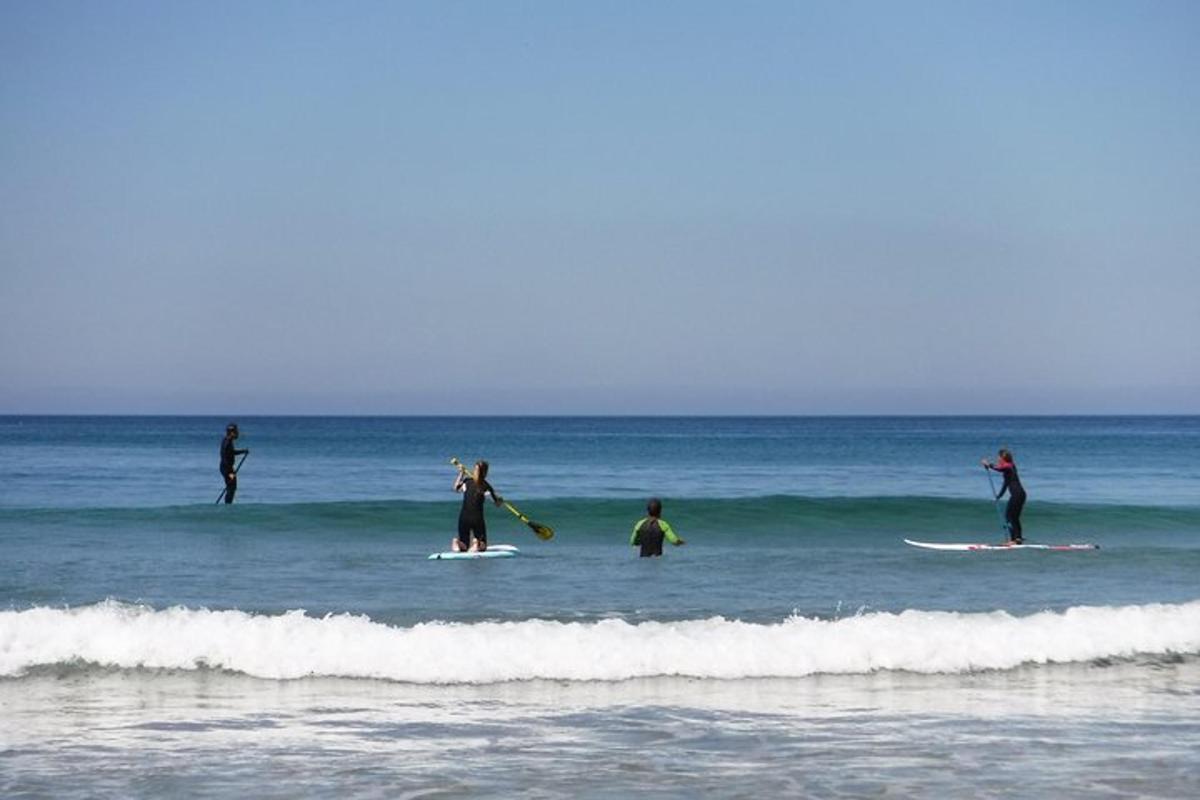 en gruppe mennesker på surfebrett i havet