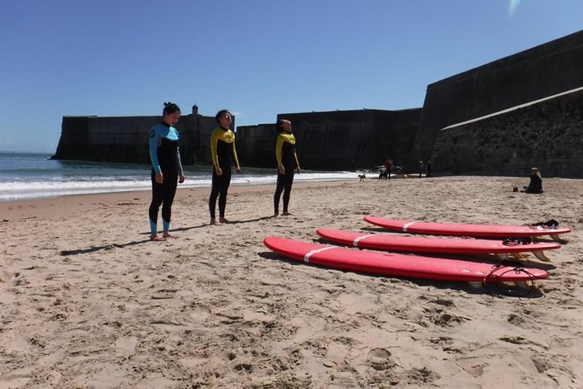 un grup de oameni care stăteau pe o plajă cu plăci de surf