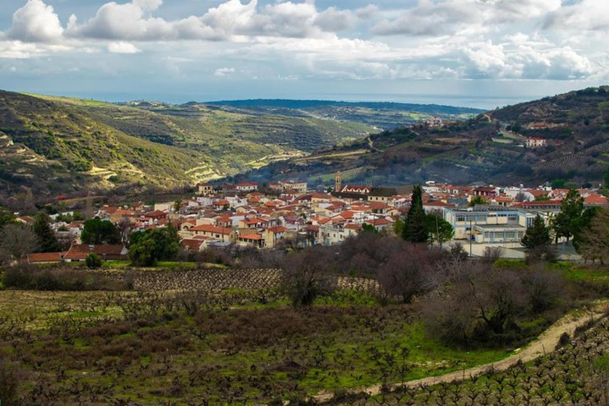 o vedere a unui oraș dintr-o vale