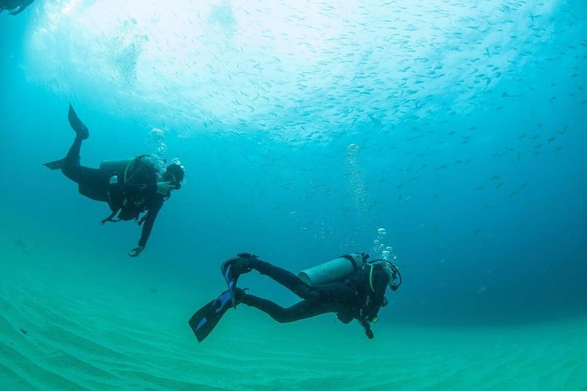 două persoane înotând în apa oceanului