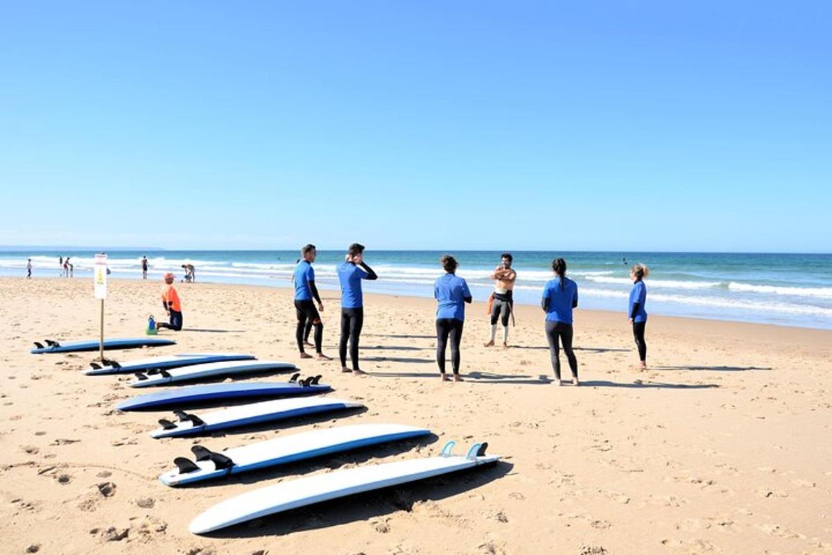 un gruppo di tavole da surf allineate su una spiaggia