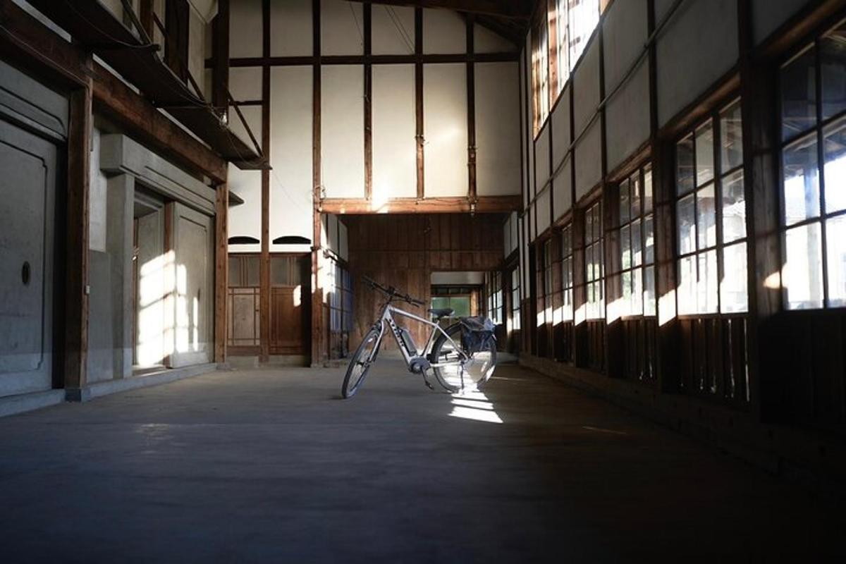 a bike parked in a hallway of a building