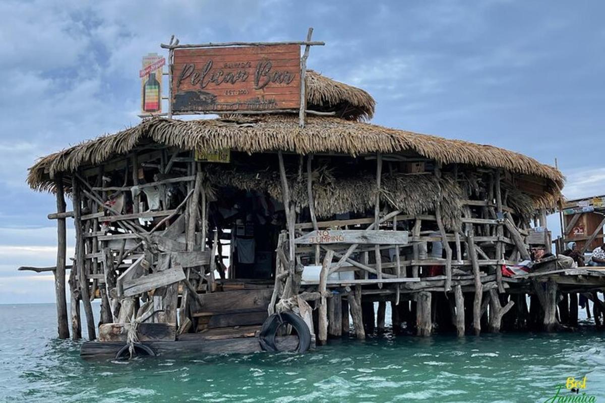 uma cabana de palha na água do oceano