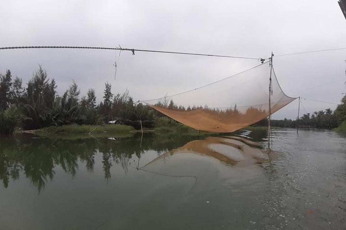 eine Hängematte, die an einem Seil im Wasser hängt