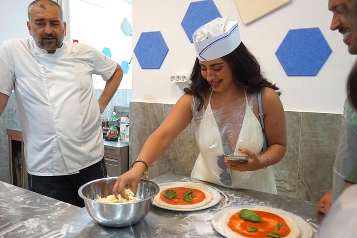 a woman standing in a kitchen preparing food