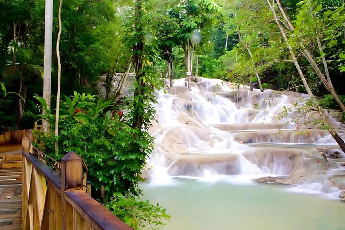 una cascada en un parc amb aigua que hi baixa