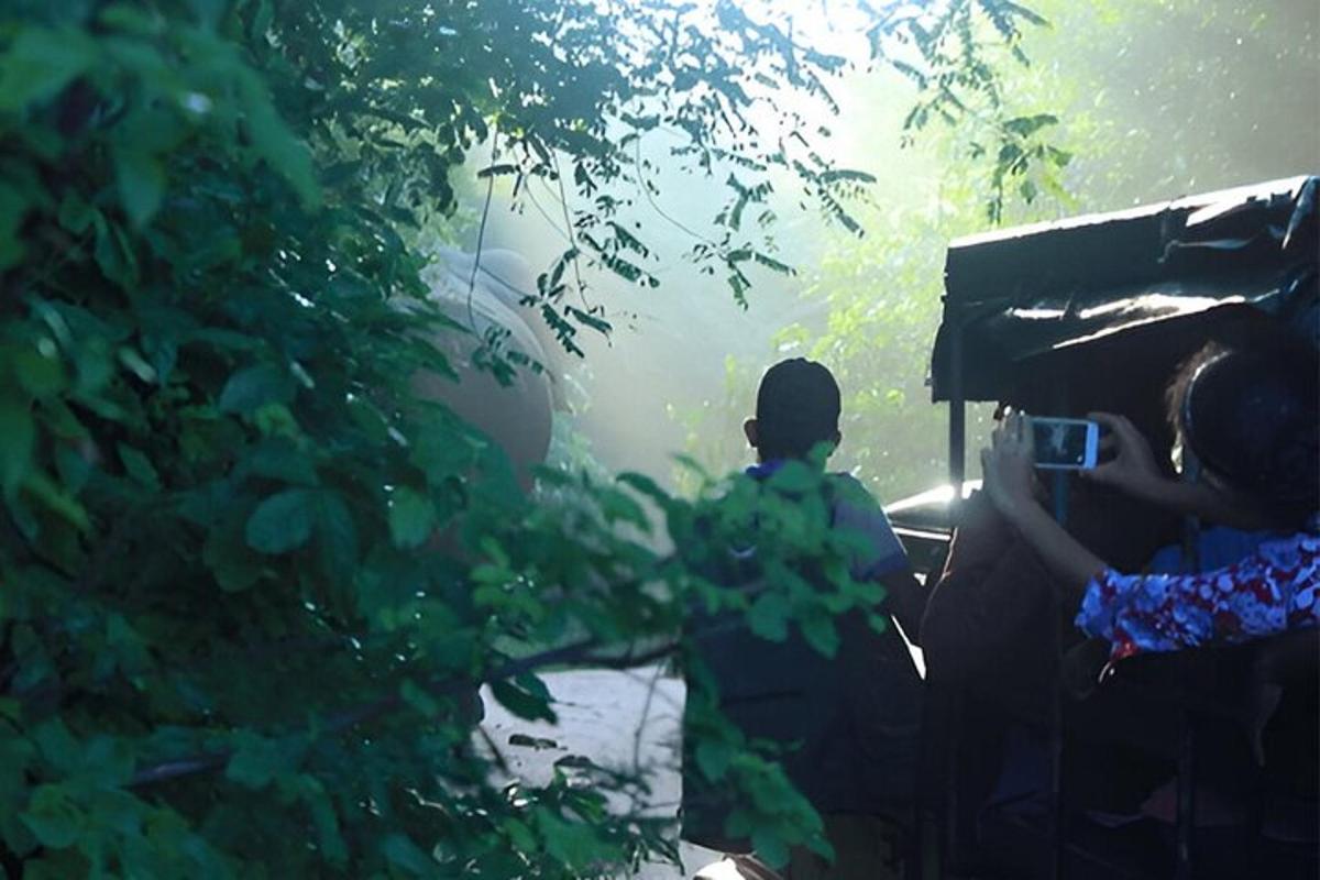 一群人坐在卡车后面