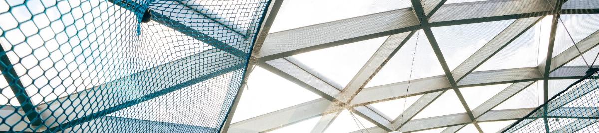 a view from the inside of a glass building