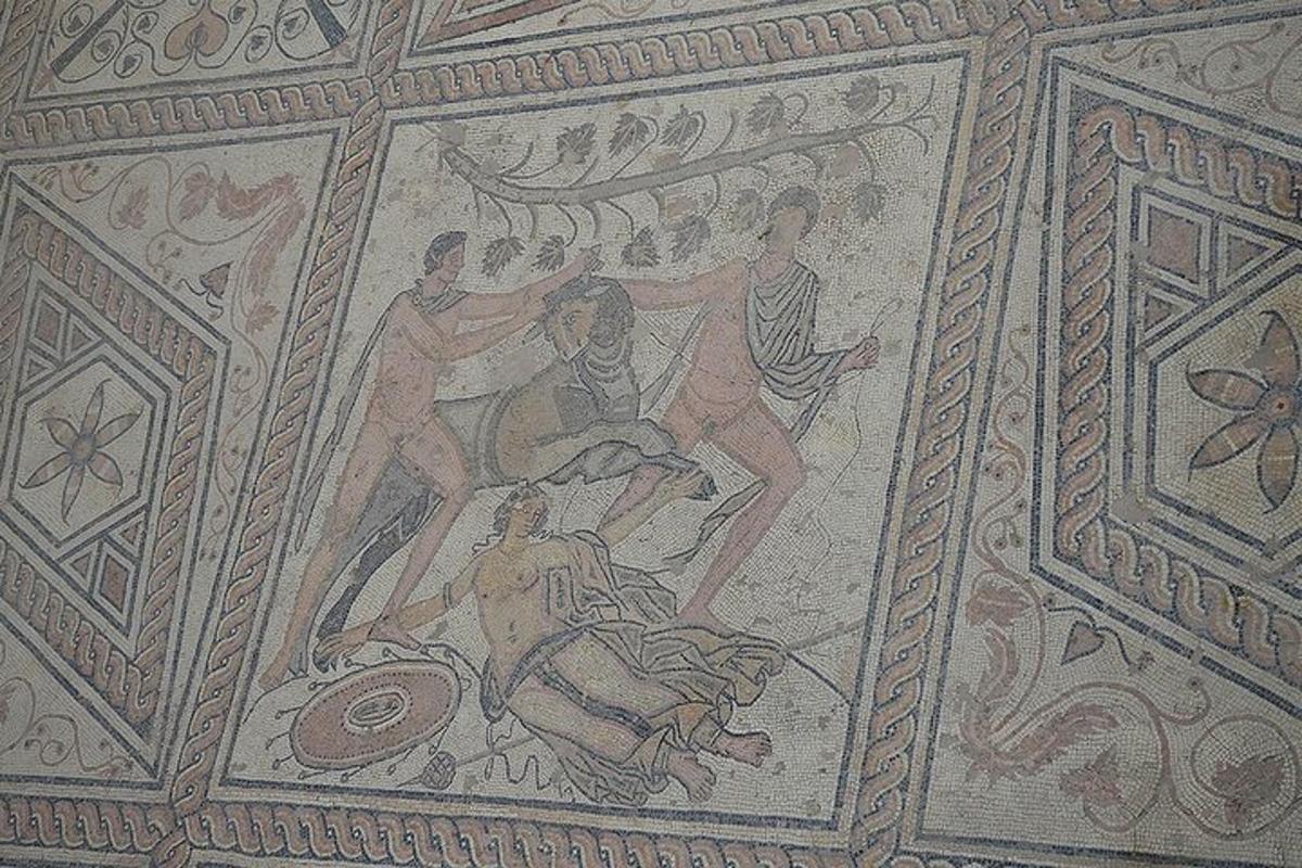 a painting on the ceiling of a room in a building