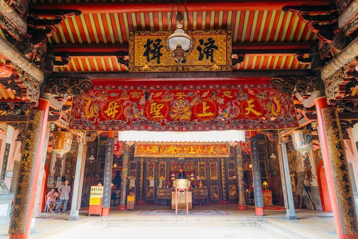 a temple with a large door in a building