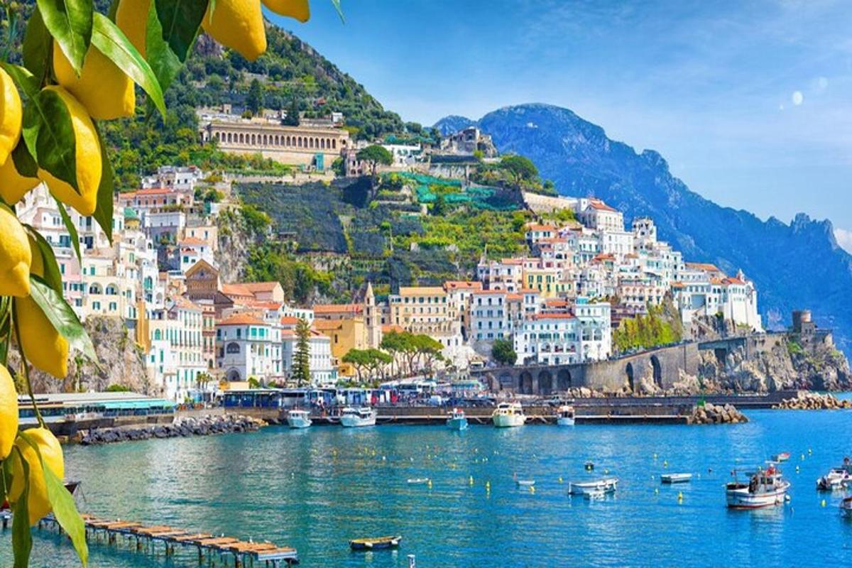 a group of buildings on a hill next to a body of water