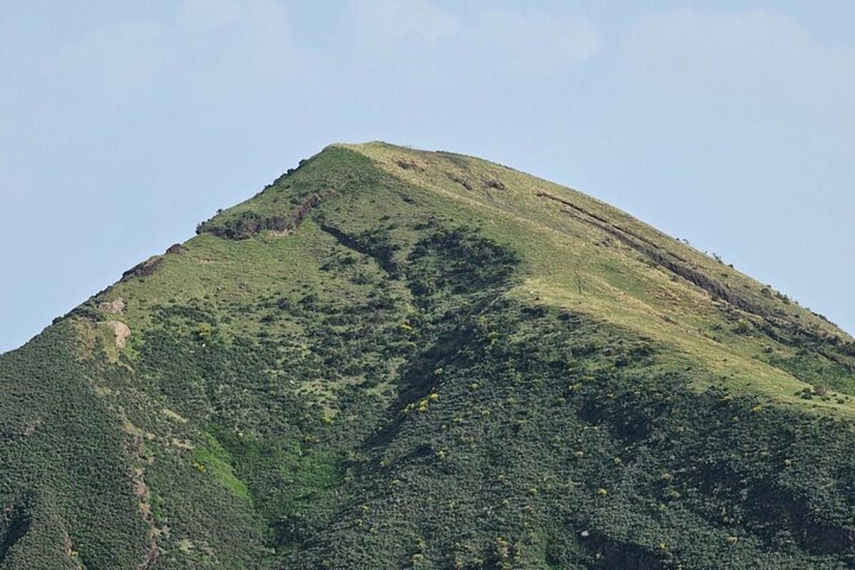 a hill with green vegetation on top of it