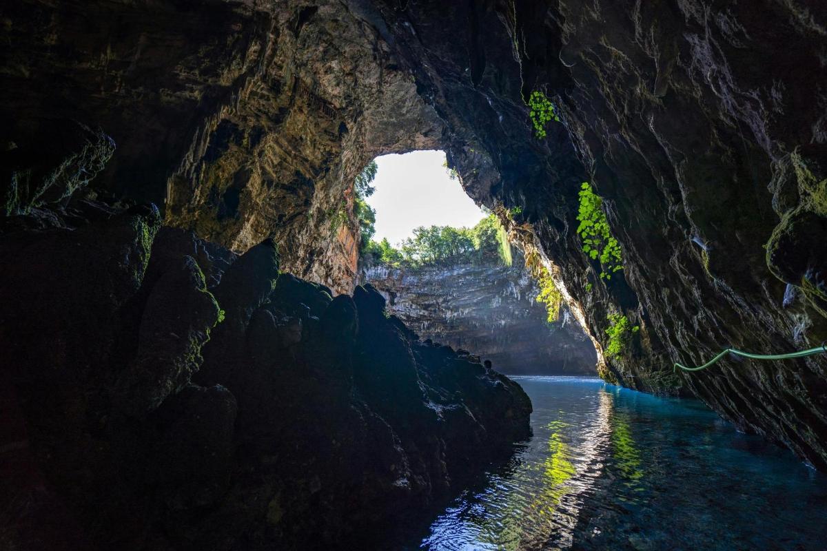 a cave with a river in it