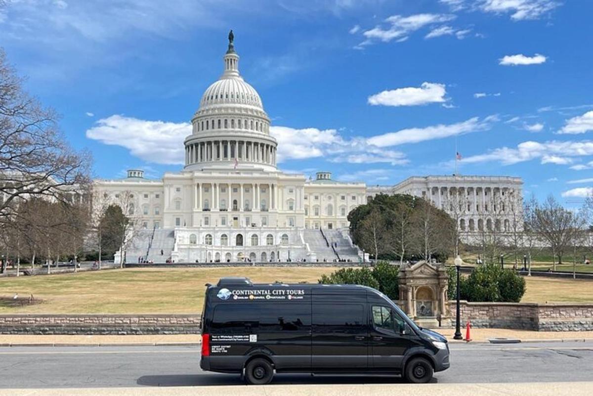 a van parked in front of the united states capitol building