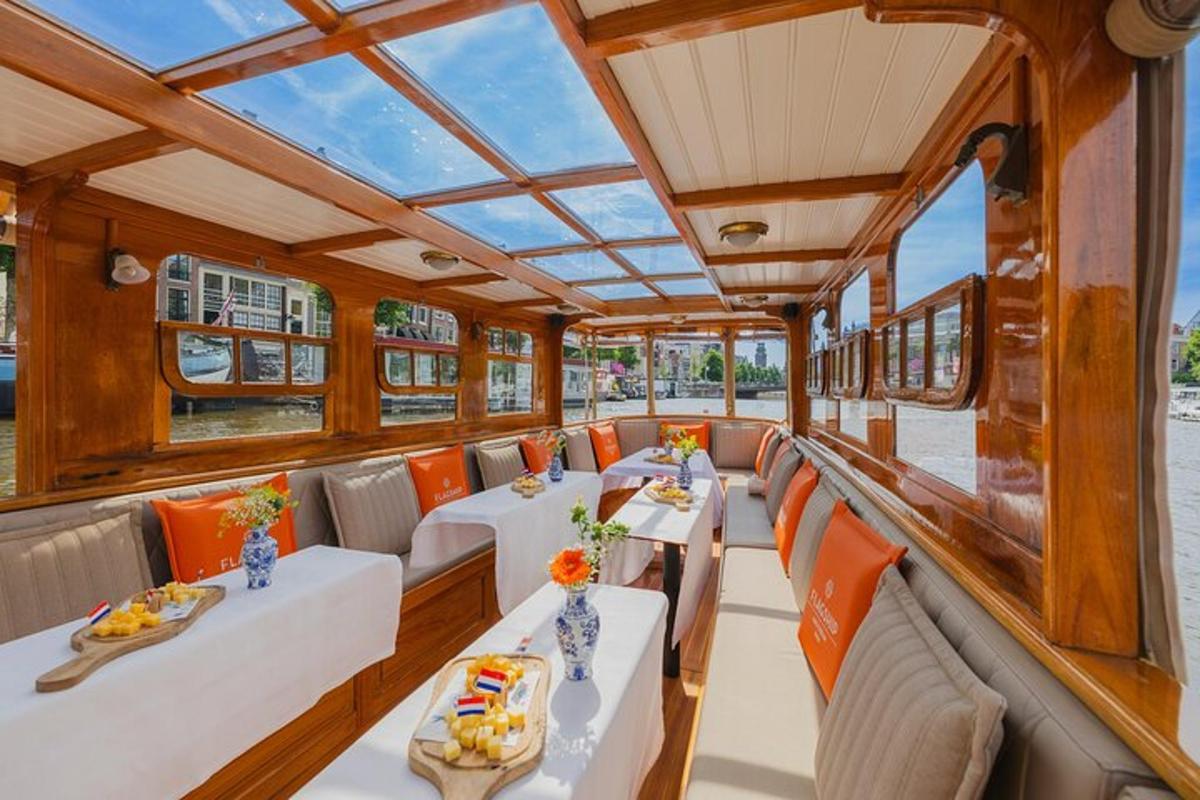 a dining car of a train with tables and chairs
