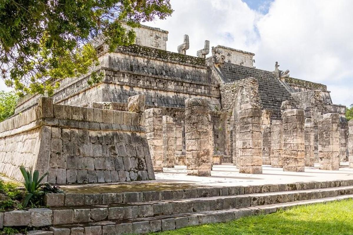 ancient ruins of a building with stone steps