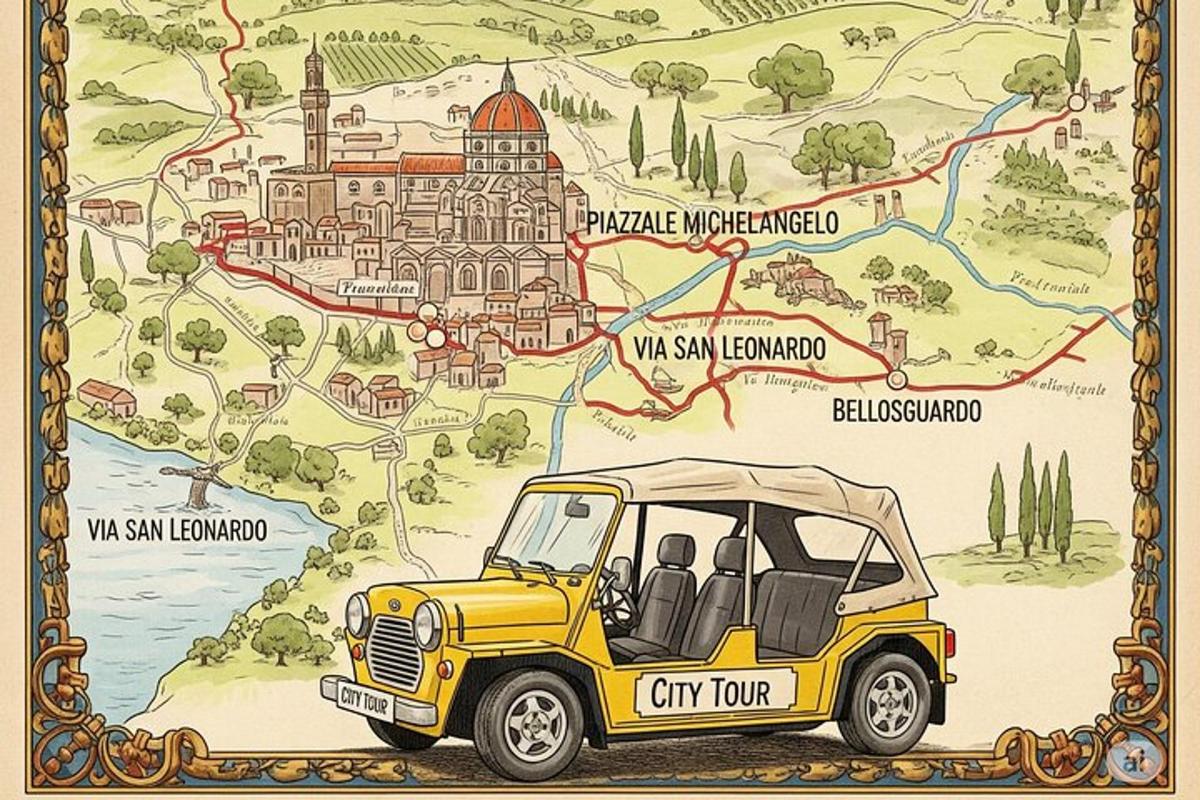 a drawing of a car on a map
