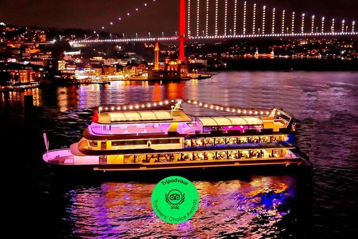two boats in the water with a bridge in the background