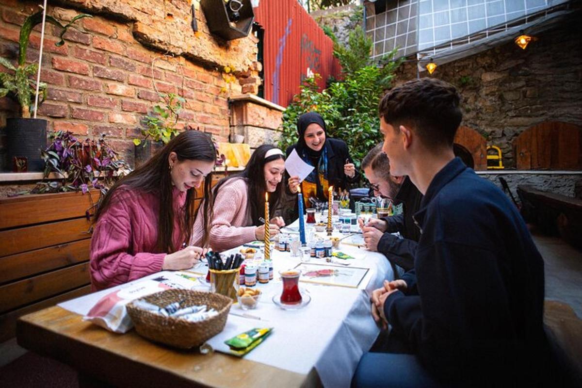 a group of people sitting around a table