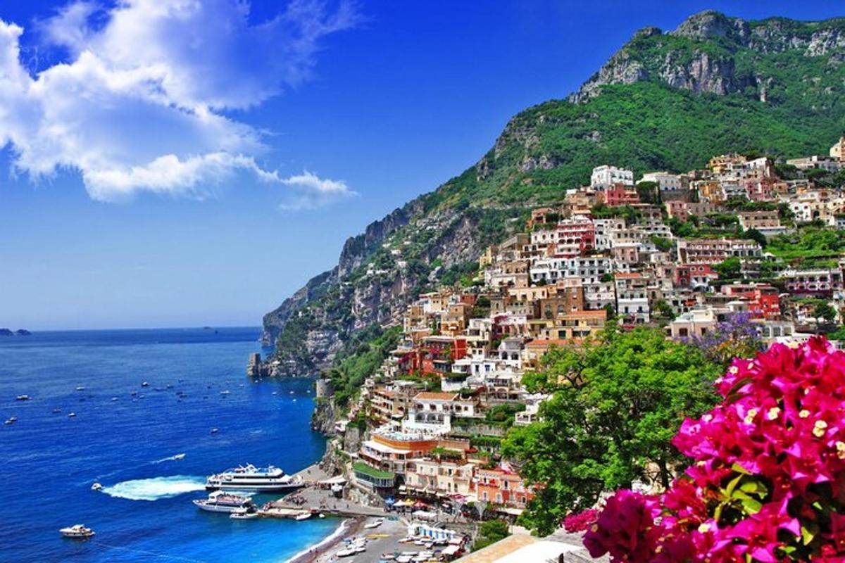 a positano village on the side of a mountain