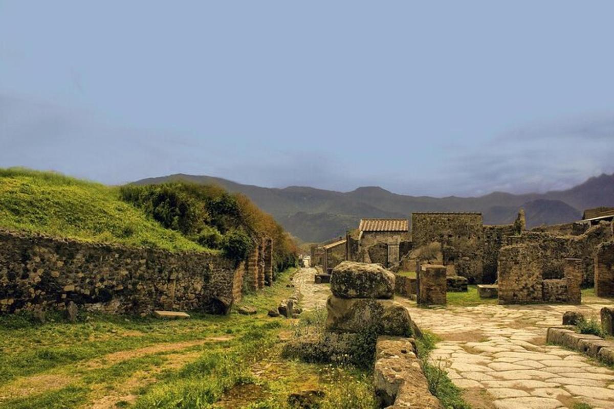 ancient ruins of a city with mountains in the background